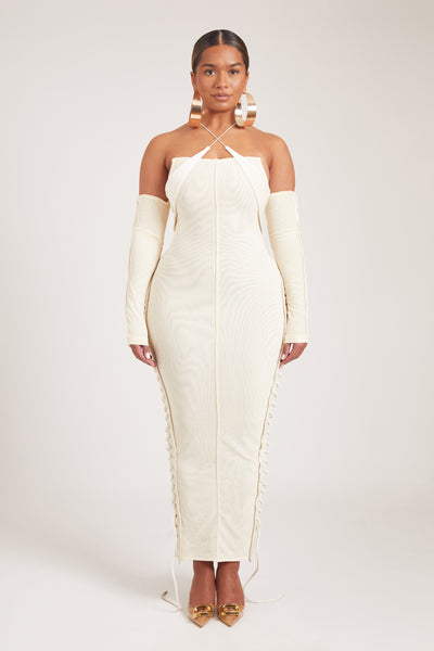 Velvet Mesh Maxi - Ecru
