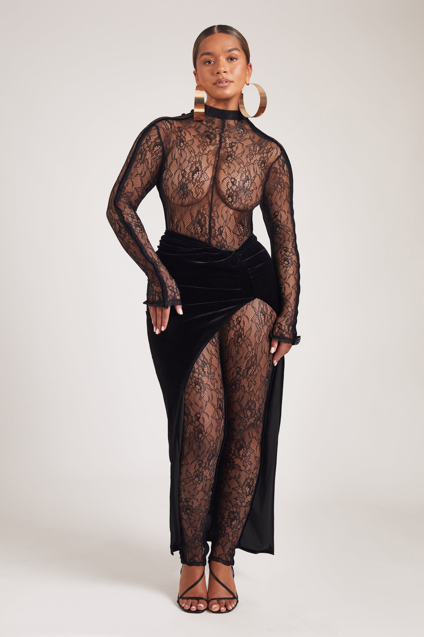 PRE ORDER Velvet Slit Maxi Skirt - Panther