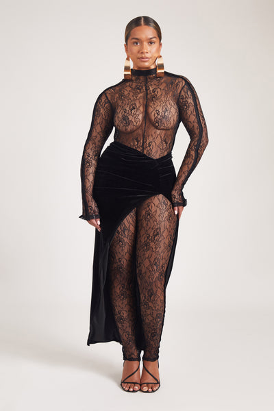 PRE ORDER Velvet Slit Maxi Skirt - Panther