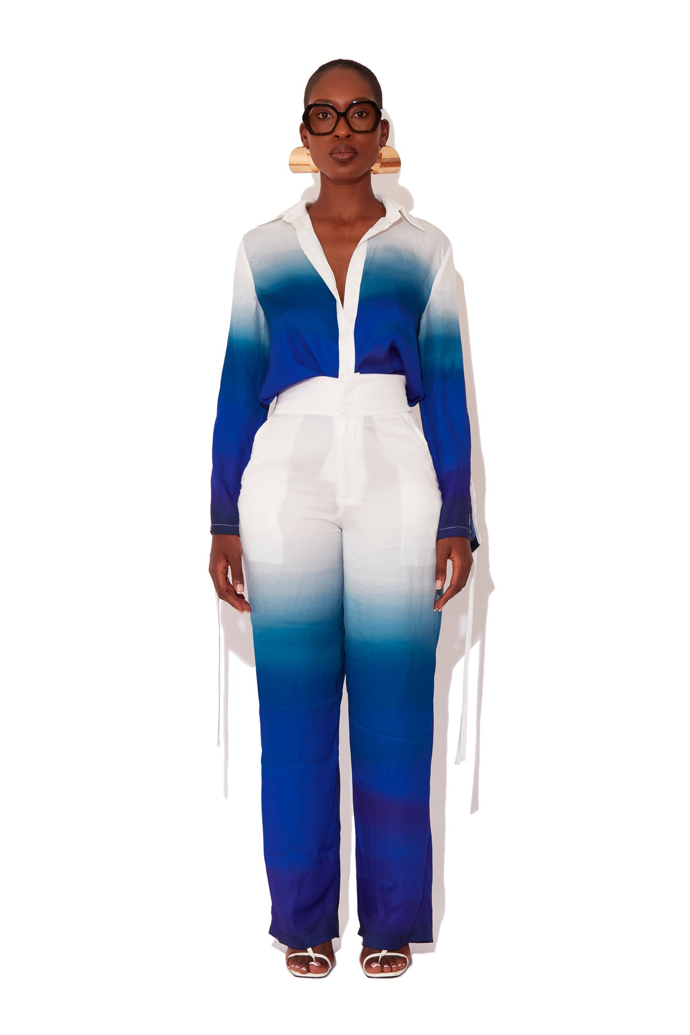 Midnight Sky Ombre Satin Palazzo Pants
