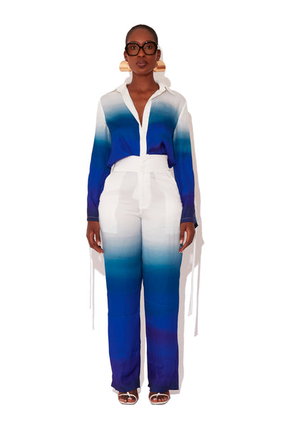 Midnight Sky Ombre Satin Palazzo Pants