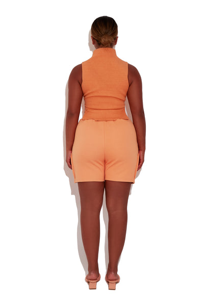 Peach Sleeveless Ribbed Turtleneck