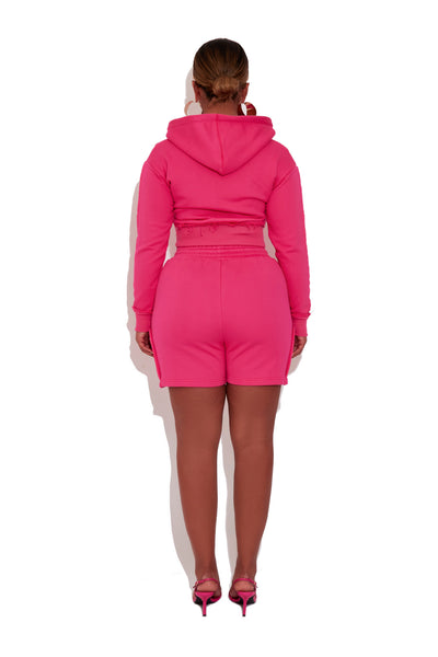 Royal Pink Cropped Terry Hoodie
