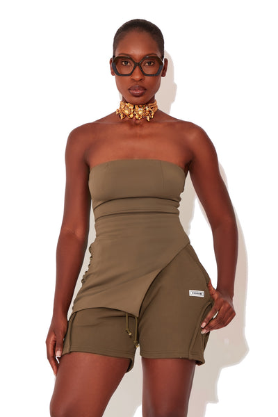 Khaki Fleece Logo Shorts