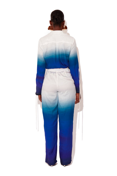 Midnight Sky Ombre Satin Palazzo Pants