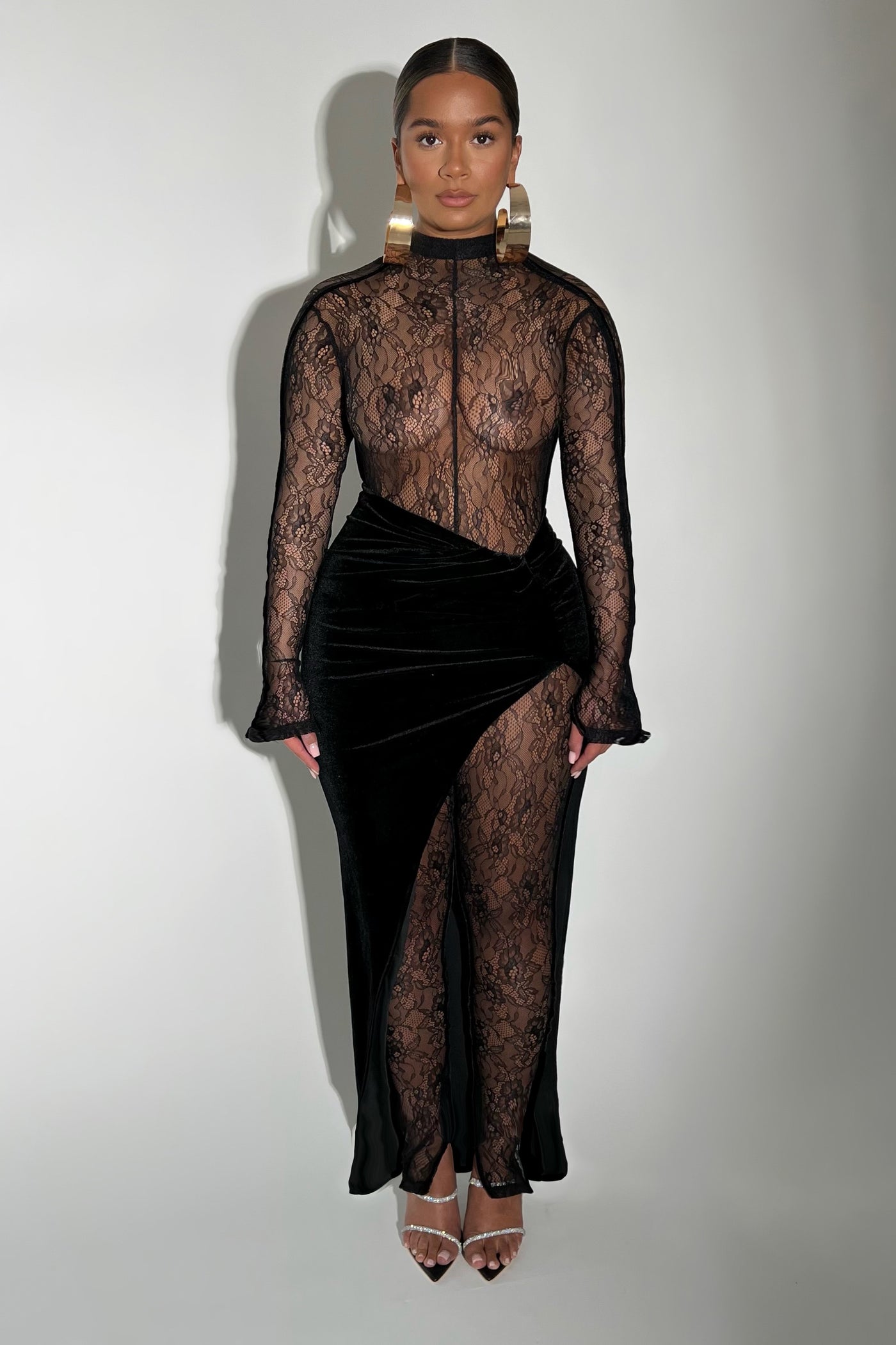PRE ORDER Velvet Slit Maxi Skirt - Panther