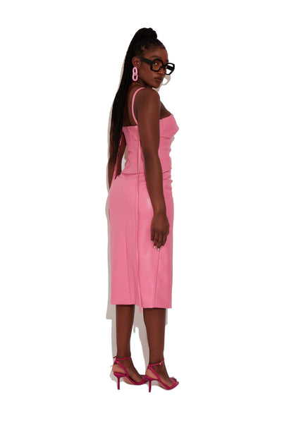 Persian Pink Vegan Laced Midi Skirt