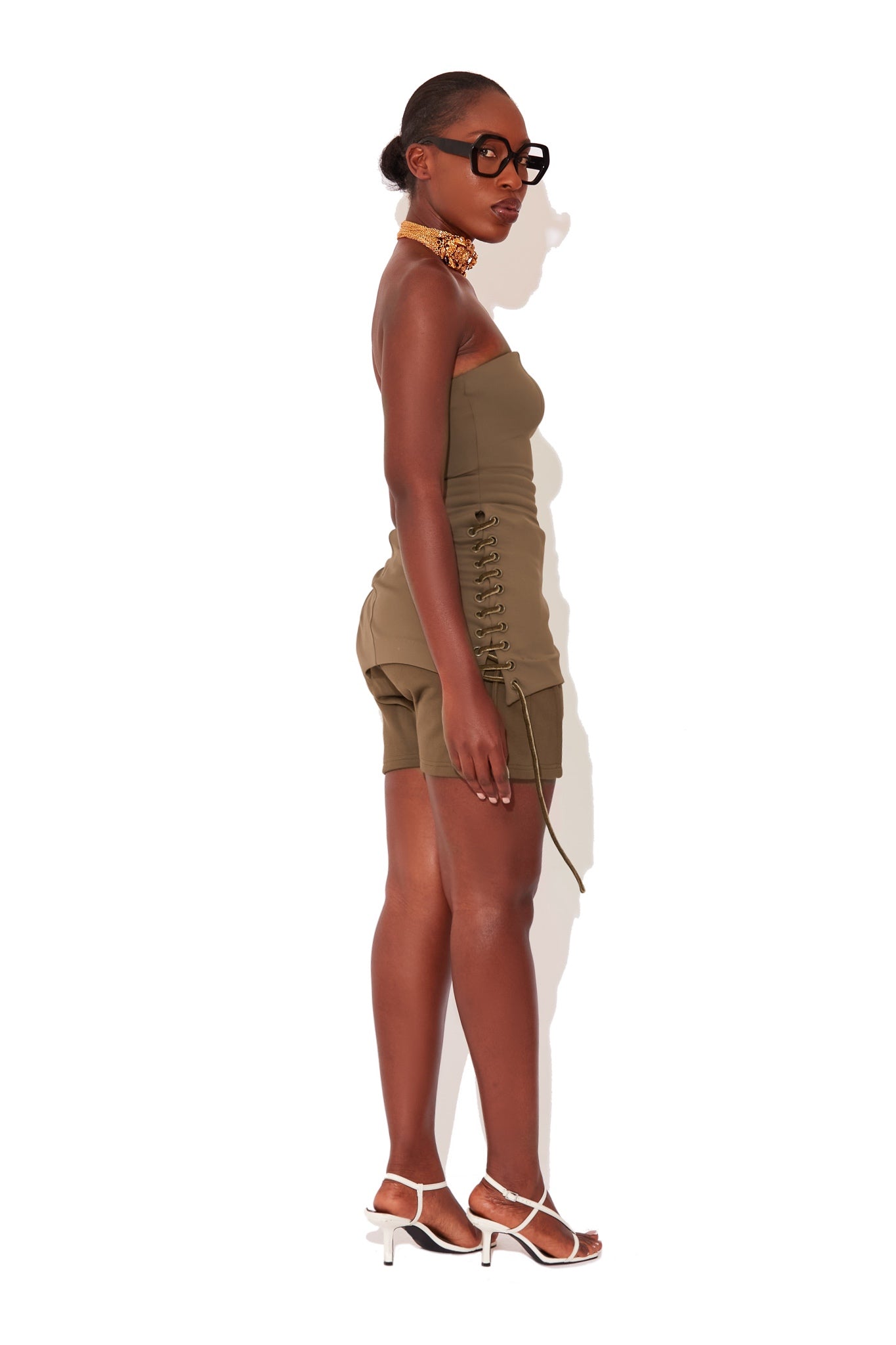 Khaki Fleece Logo Shorts