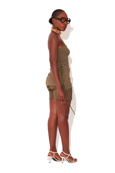 Khaki Fleece Logo Shorts