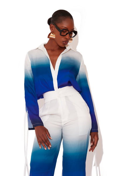 Midnight Sky Ombre Satin Palazzo Pants