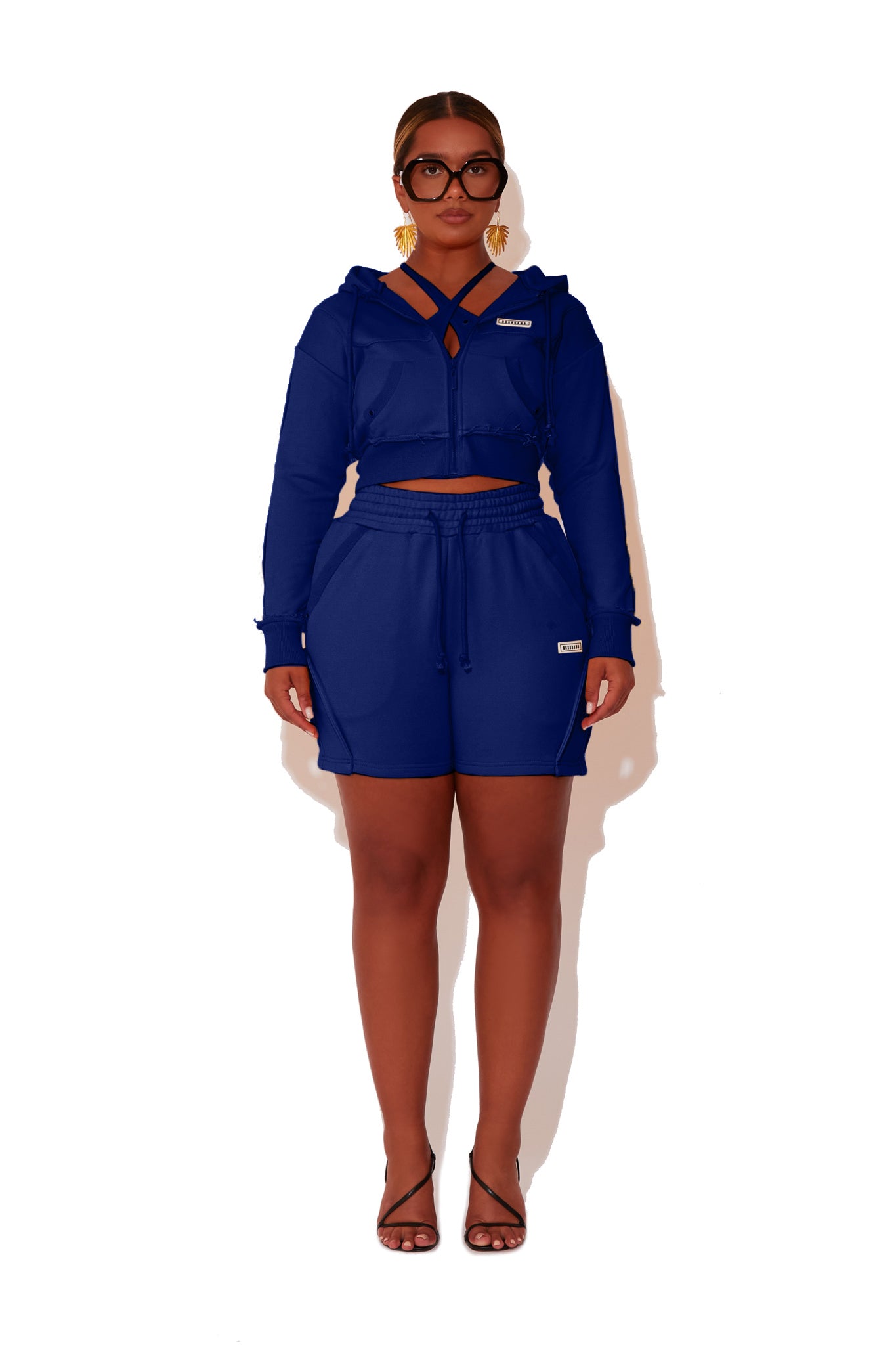 Sapphire Cropped Fleece Hoodie