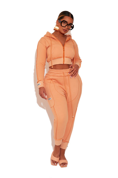 Peach Cropped Hoodie