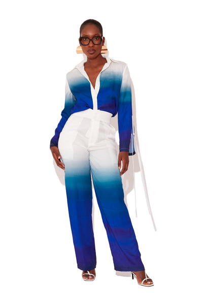 Midnight Sky Ombre Satin Palazzo Pants