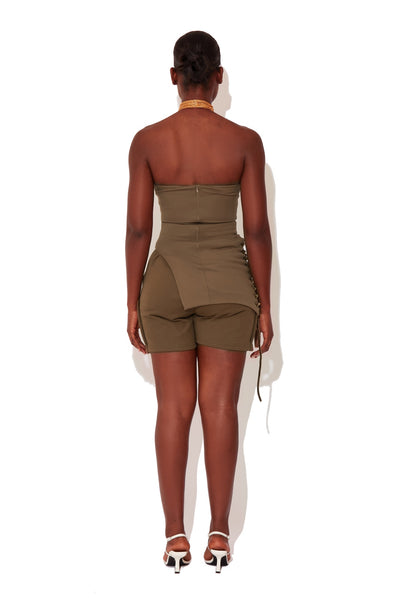 Khaki Fleece Logo Shorts