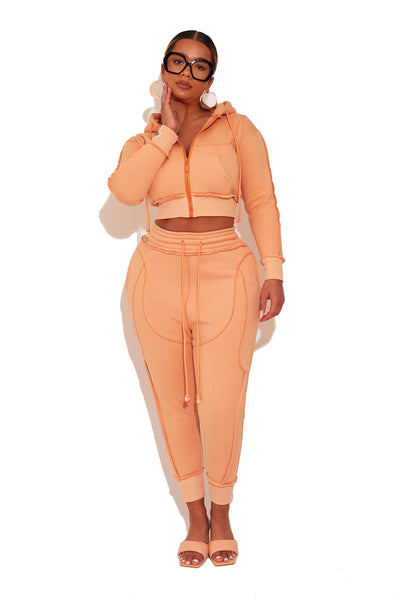 Peach Cropped Hoodie