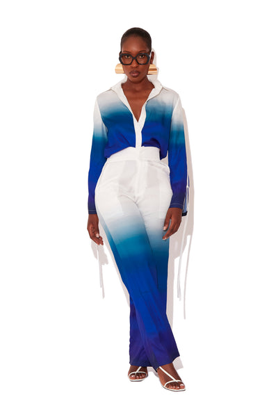 Midnight Sky Ombre Satin Palazzo Pants