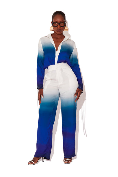 Midnight Sky Ombre Satin Palazzo Pants
