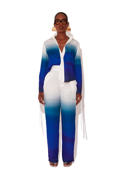 Midnight Sky Ombre Satin Palazzo Pants
