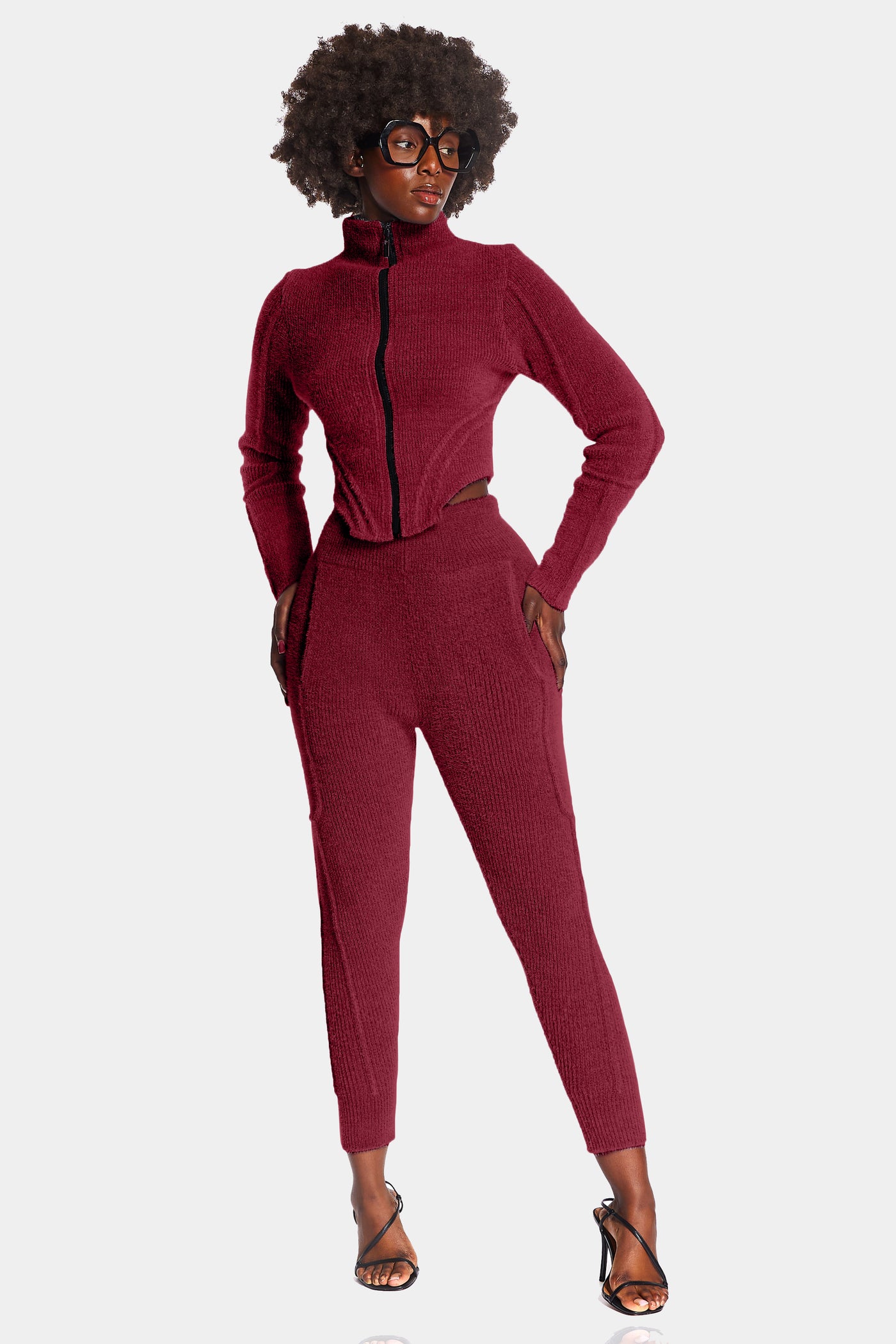 Bordeaux Wool Knit Pants