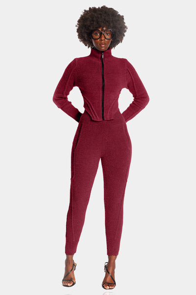 Bordeaux Wool Knit Pants