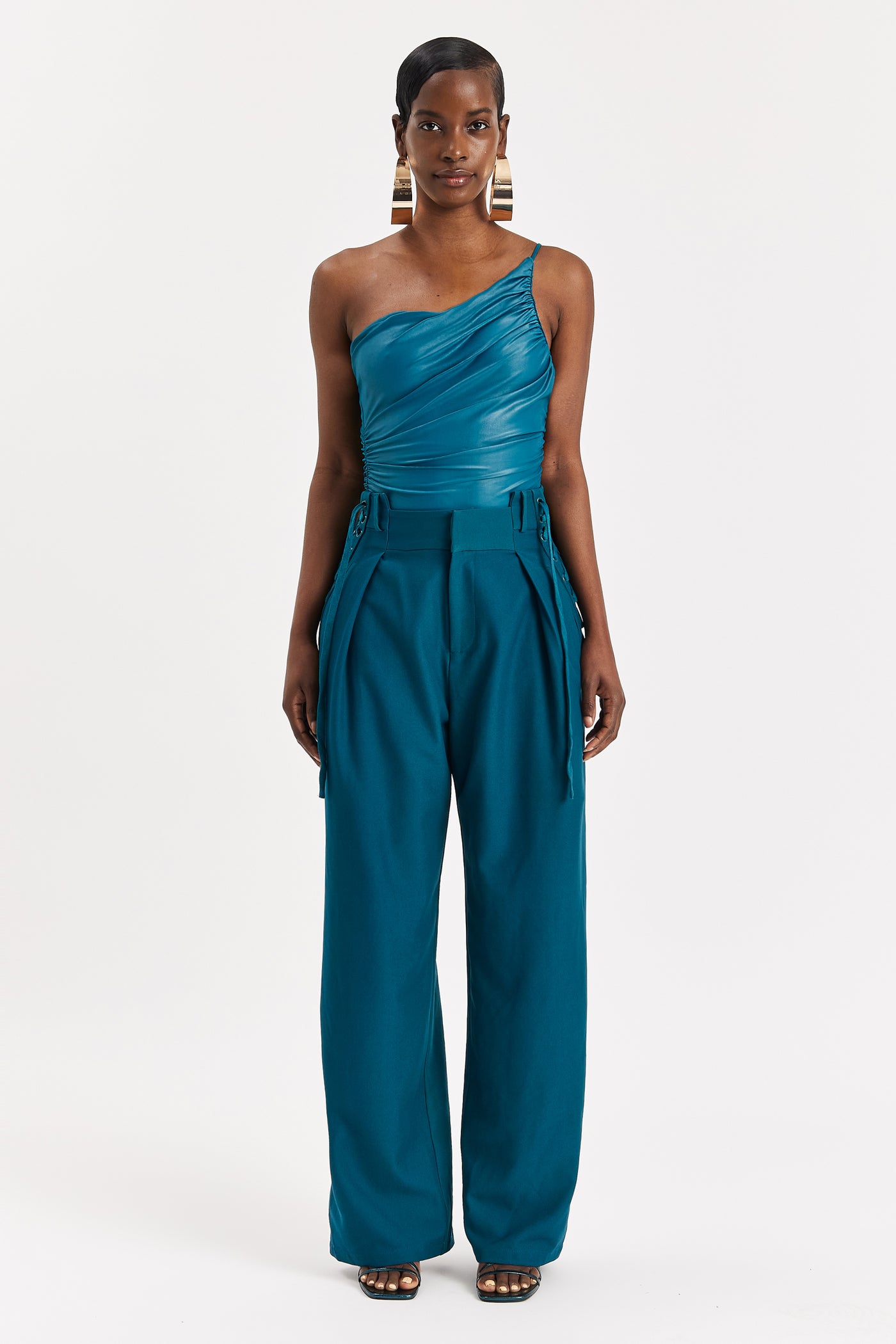 Arctic Ruched Asymmetric Bodysuit