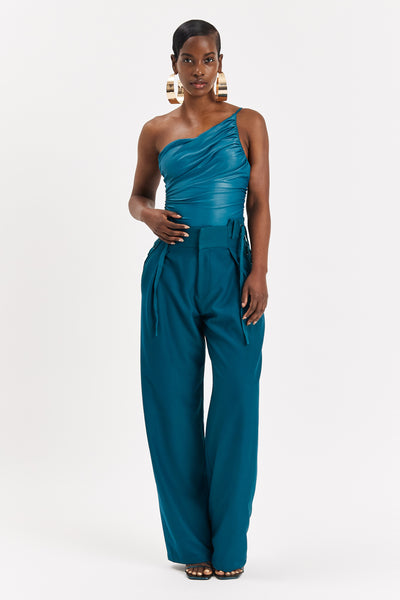 Arctic Ruched Asymmetric Bodysuit