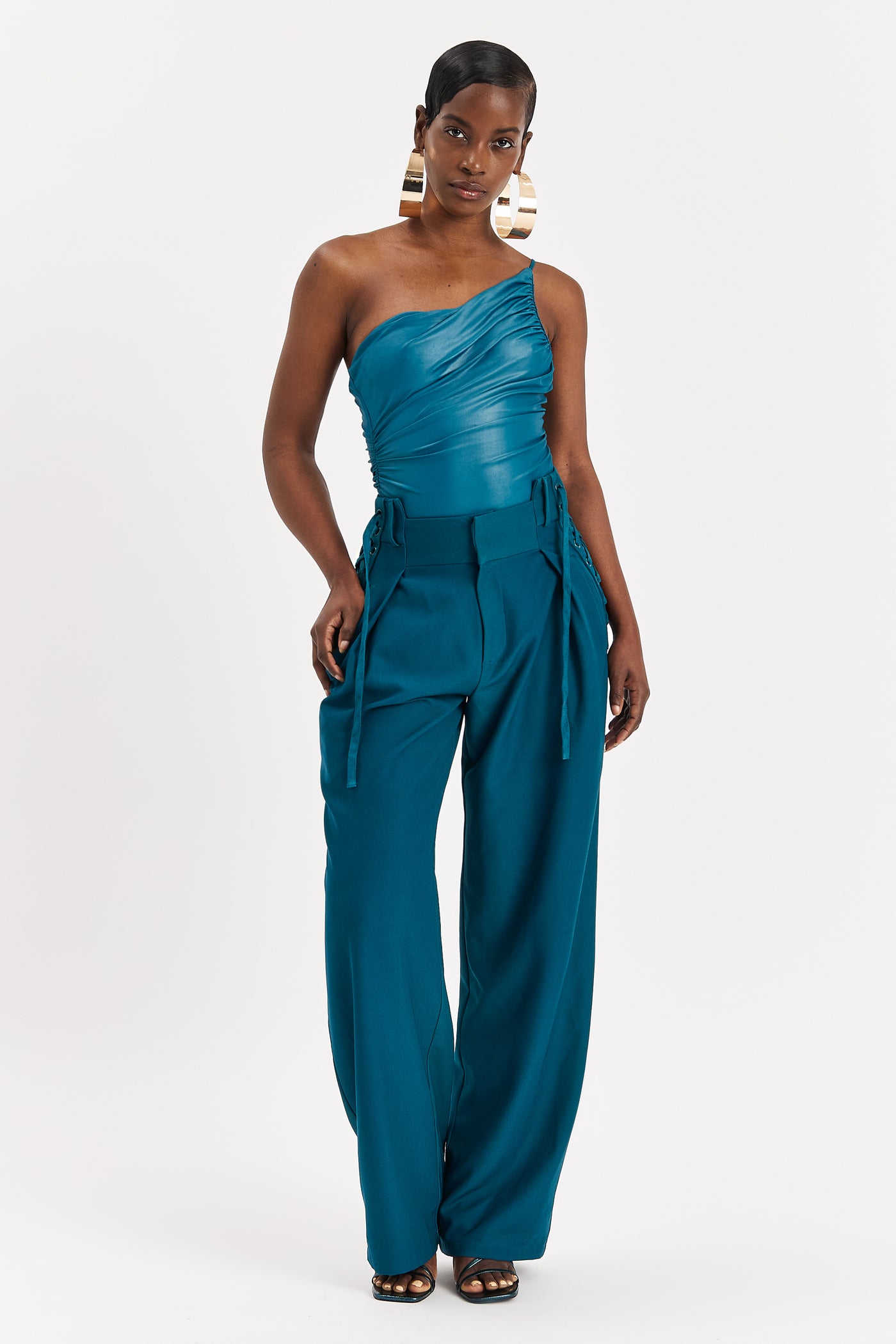 Arctic Ruched Asymmetric Bodysuit