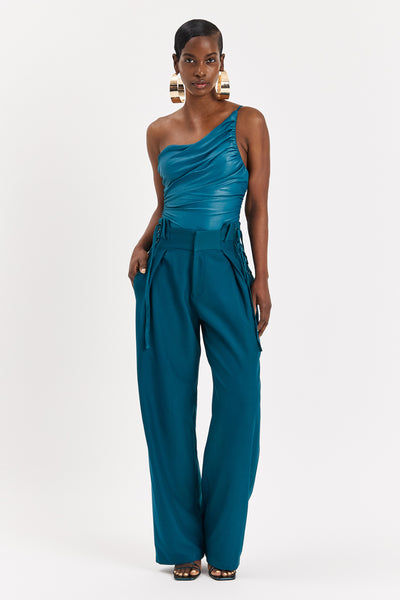 Arctic Ruched Asymmetric Bodysuit