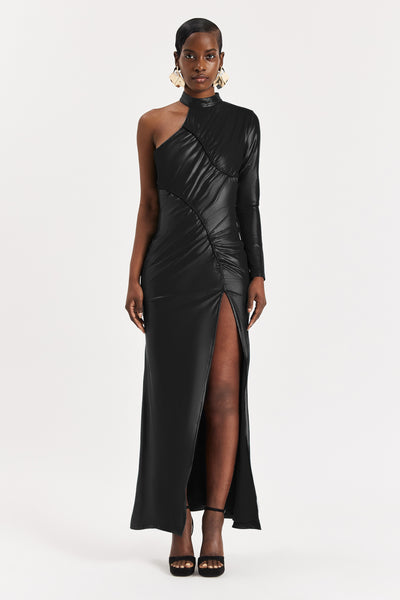 Panther Asymmetric Ruched Maxi