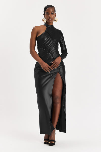 Panther Asymmetric Ruched Maxi